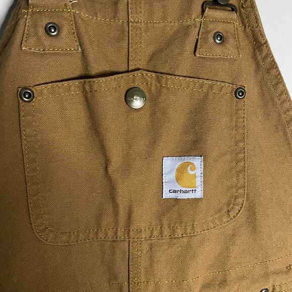 Carhartt Overalls Youth Boys Size 8 Brown Double Knee Canvas Workwear Outdoor - Picture 4 of 11